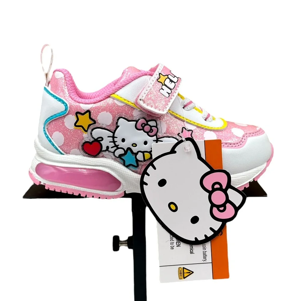 Hello Kitty Toddler Girls Slip-on‎ Light-up Sneakers Size 8 White-Pink Shoes